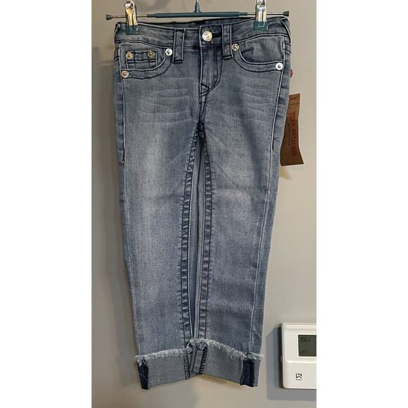 True Religion Jeans Relaxed Skinny Denim Cotton Flap‎ Pockets Kids Size 4 New - Picture 1 of 10